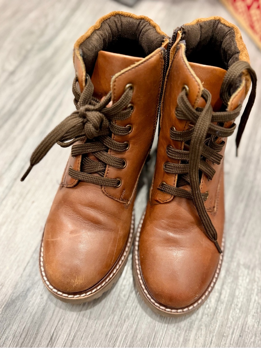 Boys’ Steve Madden Brown Leather Lace-Up Boots